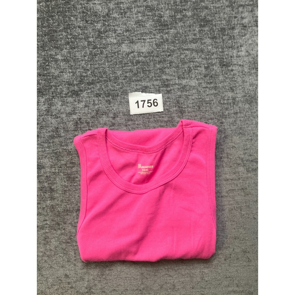 No Boundaries Tank Top Womens Medium 8/10 Hot Pink Ribbed Knit Cotton Round Neck - Picture 16 of 16